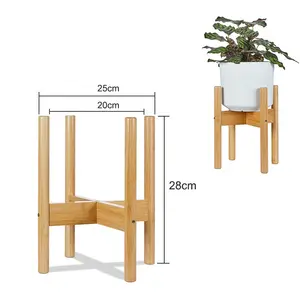 Soporte ajustable para plantas, soporte moderno para macetas de flores de madera de mediados de siglo, soporte para macetas para plantas