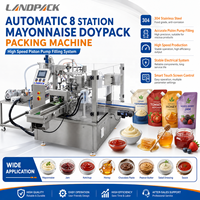 Machine de remplissage et de scellage pour sachets Doypack préremplis à bec verseur pour sauces rotatives (ketchup, vinaigrette, bouillie béarnaise, mayonnaise)