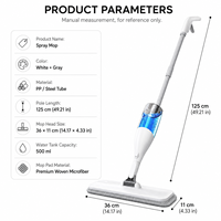 Serpillère pulvérisatrice en microfibre 540 ml à prix direct usine OEM, réservoir détachable, manche en acier inoxydable, outil de nettoyage de sol