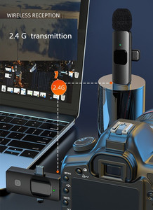 ไมโครโฟนไร้สาย K15 สำหรับ iPhone Android กล้องถ่ายรูป, ไมโครโฟนขนาดเล็ก 3-in-1 2.4G ความหน่วงต่ำพิเศษ สำหรับการบันทึกวิดีโอ/วีล็อก - Product Image 2