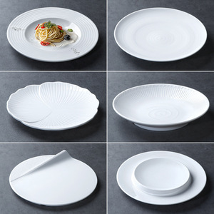Plato Redondo de Melamina Blanca de 8 Pulgadas con Diseño Artístico para Servir Pasta en Hoteles y Restaurantes - Product Image 4