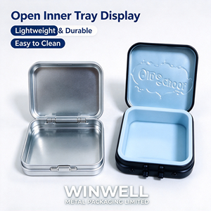 Petite boîte en métal pliable portable, conteneur en métal imprimé avec logo personnalisé, boîte de rangement en métal réutilisable pour emballage en gros - Product Image 1
