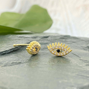 <span class=keywords><strong>Vente</strong></span> d'usine bijoux <span class=keywords><strong>de</strong></span> fête chaude 925 argent Sterling noir/rubis Zircon cubique oeil exquis avec cils boucles d'oreilles pour les femmes - Product Image 1