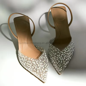 Women's <b>Open</b> Heel Fashion Sandals High Heels With Pearl Particle PVC Shallow Mouth Lightweight for Summer Outdoor Wear - Product Image 2