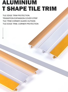 Profilé en T ultra-fin en alliage d'aluminium pour revêtement de sol stratifié, bordure de carrelage mural <span class=keywords><strong>et</strong></span> de <span class=keywords><strong>plafond</strong></span>, couvre-joint de carrelage pour salle de bain <span class=keywords><strong>et</strong></span> cuisine - Product Image 2
