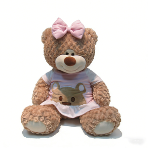 Customize <b>Cute</b> Brown Teddy <b>Bear</b> Plush with Pink Bow & Dress, Soft Girl Stuffed Animal with <b>Bear</b> Print Outfit - Product Image 2