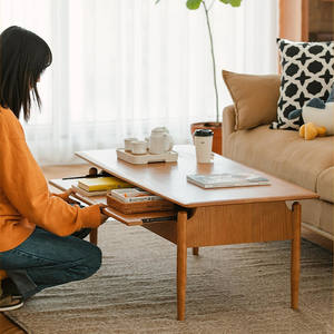 Mesa de Centro Ruogu de Madera de Cerezo, Estilo Nórdico Minimalista, Madera Sólida para Sala de Estar, Mesa de Té Japonesa para el Hogar - Product Image 2