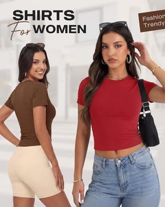 LeJing – T-shirt court décontracté à manches courtes et col rond pour femme, coupe ajustée, 92 % polyester, 8 % élasthanne, collection Printemps-Été 2026 - Product Image 4