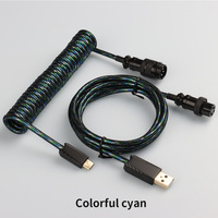 Câble de clavier Type-C enroulé 5 broches GX16 Aviator avec conducteur en cuivre pur et gaine en nylon pour ordinateurs et claviers