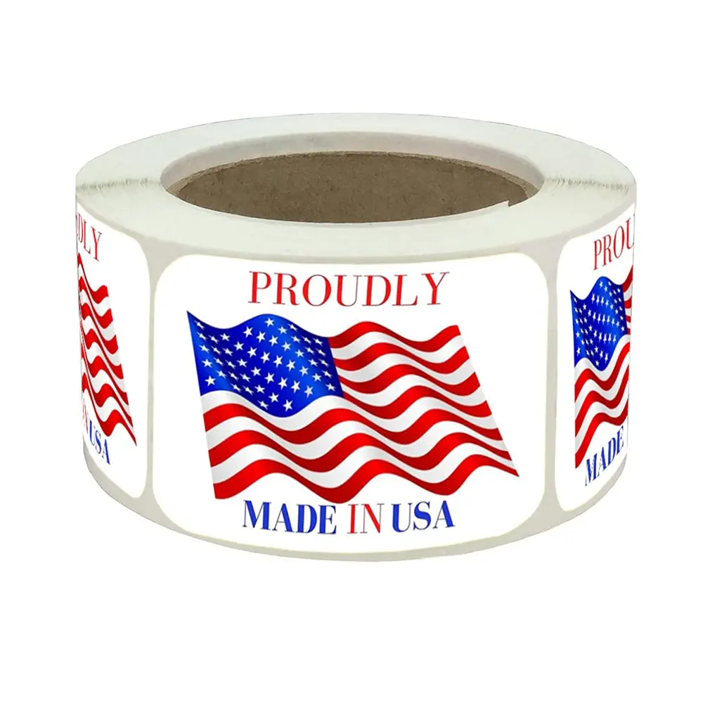 Wholesale Custom Adhesive Made in USA Labels with American Flag for Product Labeling