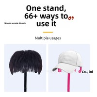 Support de perruque et de casquette, support de rangement pour cheveux longs, tête de mannequin sur pied avec support de suspension