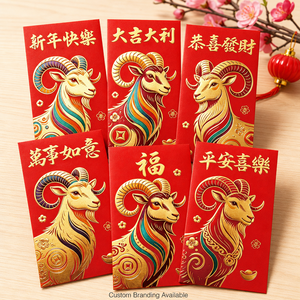 Enveloppes en papier personnalisées, <span class=keywords><strong>enveloppe</strong></span> portefeuille rouge de luxe, Nouvel An chinois 2027, papier kraft spécial, <span class=keywords><strong>enveloppe</strong></span> porte-bonheur estampillée à chaud - Product Image 1