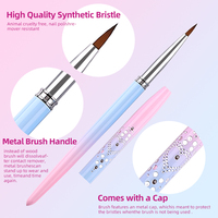 Lot de 15 pinceaux de nail art rose et bleu ombré avec manche métallique, personnalisables avec logo, pour gel, liner, peinture et manucure ombrée