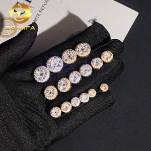 Sıcak satış hazır gemi geçmek elmas Tester Halo tasarım vida geri gümüş 925 VVS Moissanite küpe - Product Image 2