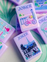 Tuiles de Mahjong Américaines en Acrylique Style Parisien Violettes, de Haute Qualité, Préparées à la Main, Esthétiquement Plaisantes, pour 2 à 4 Joueurs, Usage Domestique