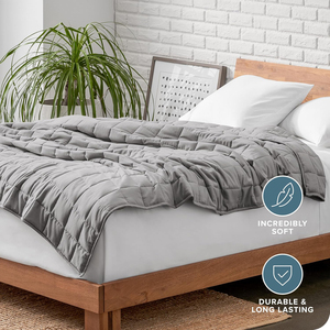 Manta Ponderada Ecológica Portátil de Poliéster con Cuentas de Vidrio No Tóxicas 48x72 15lbs Gris Claro para Verano Antibacteriana - Product Image 5