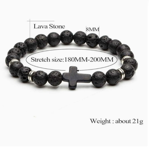 Bracelet tendance noir pour hommes et femmes, avec perles, croix, œil <span class=keywords><strong>de</strong></span> tigre naturel, <span class=keywords><strong>pierre</strong></span> <span class=keywords><strong>de</strong></span> <span class=keywords><strong>lave</strong></span>, turquoise, cristal <span class=keywords><strong>de</strong></span> guérison, <span class=keywords><strong>pierre</strong></span> précieuse, cadeau - Product Image 6