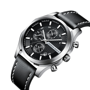 Armbanduhrenhersteller Entwerfen Sie Ihre Eigene <span class=keywords><strong>Marke</strong></span> Trendige Leuchtende Chronograph-Uhr für Herren Echtes Leder Personalisierte Uhr für Männer - Product Image 5