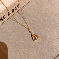 XL300 Mini collier pendentif gourde en or, collier en acier inoxydable chaîne amulette réglable pour femmes bijoux porte-bonheur
