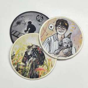 惠普-批发定制3D粉扑烫金闪光雪尼尔补丁刺绣铁补丁贴花服装外套补丁 - Product Image 6