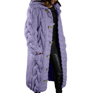 Manteau pull chaud en tricot ample pour <span class=keywords><strong>femme</strong></span>, <span class=keywords><strong>veste</strong></span> longue avec poche vent, grande taille 5XL, nouvelle collection <span class=keywords><strong>hiver</strong></span> Offre Spéciale - Product Image 1