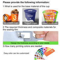 Tapas de Aluminio de 139 mm de Diámetro con Impresión Personalizada YBLPAK, Fáciles de Despegar, para Yogur/Fideos Instantáneos/Helado, para Vasos de Papel/Plástico/Tazones