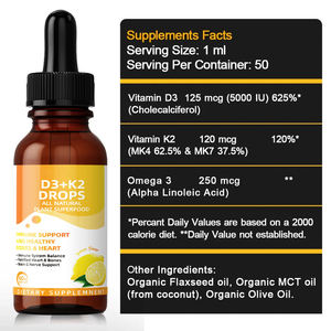 High Quality <b>Vitamin</b> D3 K2 <b>Liquid</b> Drops Oral Oil Support for Bones and Energy Levels Natural Herbal Supplement - Product Image 3