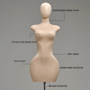 Mannequin BBL pour femme, forme de robe, en PU, grande <span class=keywords><strong>taille</strong></span>, demi-corps, mannequin courbé, torse féminin, support à roulettes dorées - Product Image 5