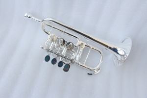 <span class=keywords><strong>Trompeta</strong></span> Piccolo de diseño alemán clásico con 4 válvulas rotativas, ambos tubos de plomo Bb, tono Bb/A, Material de latón OEM Chapado en plata - Product Image 3
