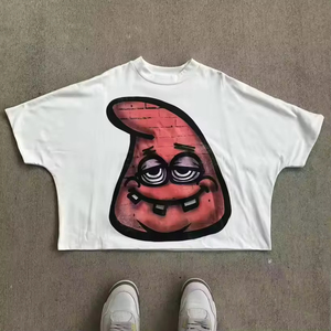 Y2K imprimé graphique t-shirts Streetwear Boxy recadrée t-shirts 100% coton haute qualité luxe hommes T-Shirts - Product Image 4