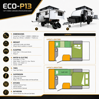 Pour Mini caravane de voyage hybride moderne tout-terrain légère de 13 pieds avec toit relevable, essieu simple et frein électrique pour le camping