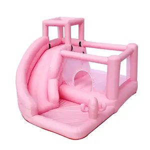 Nuevo diseño Kids Party Wedding Pink Bounce House Castillo hinchable que rebota con tobogán en la piscina comercial Moon Jumper Ball Pit