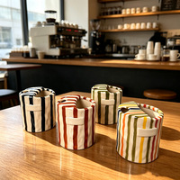 Mug à café en céramique rayé de style esthétique Ins, 330 ml, design créatif en forme de sac à main, tasse à boire, décoration de table, vente en gros