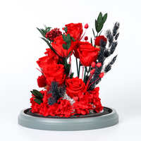 Rose éternelle multi-tiges sous cloche en verre – Décoration, cadeau Saint-Valentin et anniversaire