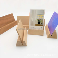 Porte-carte Base en bois support pour Led acrylique signe auto-debout signe affiche en bois carte de voeux affichage Table en bois carte Base