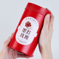 Boîte métallique ronde de luxe à double couvercle hermétique 500-750 ml, en stock, portable, pour thé, flocons d'avoine, café, nourriture pour chien