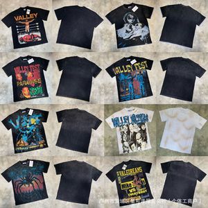 T-shirt Homme Sport Vale Style Hip Hop Européen Américain 100% Coton Ample Manches Courtes Imprimé Ancien Lavé Valley Dreams - Product Image 3