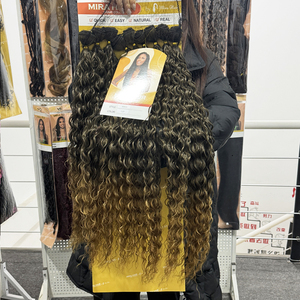 Perruque Mira 20 pouces Deep <span class=keywords><strong>Wave</strong></span> Kinky Curly, extensions de cheveux synthétiques pour tresses, boucles profondes, ondulations aquatiques, ombré, style bohème - Product Image 3