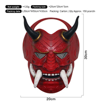 Topeng Oni Tradisional Jepang Lateks Wajah Raja Iblis Horor Kostum Halloween untuk Pesta Rumah Hantu Dapat Disesuaikan