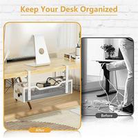 Plateau de gestion des câbles sous le bureau blanc, sans perçage, organisateur de câbles avec pince, organisateur de bureau en maille métallique, accessoires de bureau