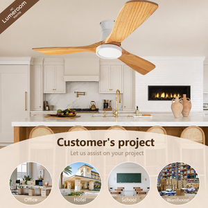 42 Inch Wood Blade <b>Ceiling</b> Fan with <b>Light</b> Low Profile Flush Mount 3 Blade Quiet DC Motor <b>Remote</b> <b>Control</b> for Modern Home - Product Image 4
