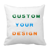 Housse de coussin décorative carrée Euro personnalisée avec motif de dessin animé blanc, pour la maison et l'hôtel, 100% polyester, avec fermeture éclair