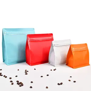 Blanco mate 500g bolsa de café al por mayor fondo cuadrado resellable embalaje de café