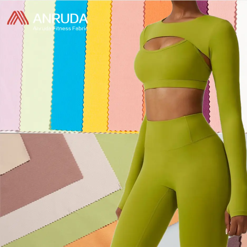 A2096 Leggings de yoga coupe sèche en gros jersey de polyester recyclé tricoté en nylon élastique tissu nulu spandex extensible dans les 4 sens