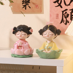 Figuras de resina inspiradas en el budismo, 4 piezas, decoración de escritorio Feng Shui para oficina y regalo de Año Nuevo Chino - Product Image 2
