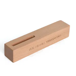 Wholesale modern Custom name Diy wood card holder beech wood business card holder for office desk