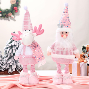 ตุ๊กตาคริสต์มาสสีชมพูขนาดใหญ่ ตุ๊กตาซานตาคลอส ตุ๊กตาหิมะ ตุ๊กตาเรนเดียร์ ของเล่นตกแต่งคริสต์มาสแบบยืดหดได้ - Product Image 1