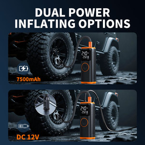 Pompe à air électrique portable et polyvalente pour les valves Schrader Presta et <span class=keywords><strong>Dunlop</strong></span> avec jeu d'adaptateurs pour gonfler les pneus de voiture - Product Image 3