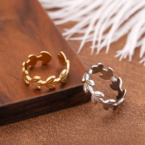 2026 Women's Trendy Irregular Shape 18k Gold Plated Stainless Steel Adjustable <b>Open</b> <b>Ring</b> Waterproof Fashion Jewelry - Product Image 3