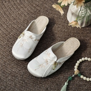 <span class=keywords><strong>Zapatos</strong></span> Casuales de Lino con Bordado de Flores de Ciruelo para Verano, Transpirables y Absorbentes del Sudor, para <span class=keywords><strong>Hombre</strong></span> y Mujer, con Entresuela de EVA Suave para Interiores - Product Image 5